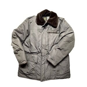 Vintage Browning Down Filled Parka Jacket Fur Collar Mens Large Gray Brown